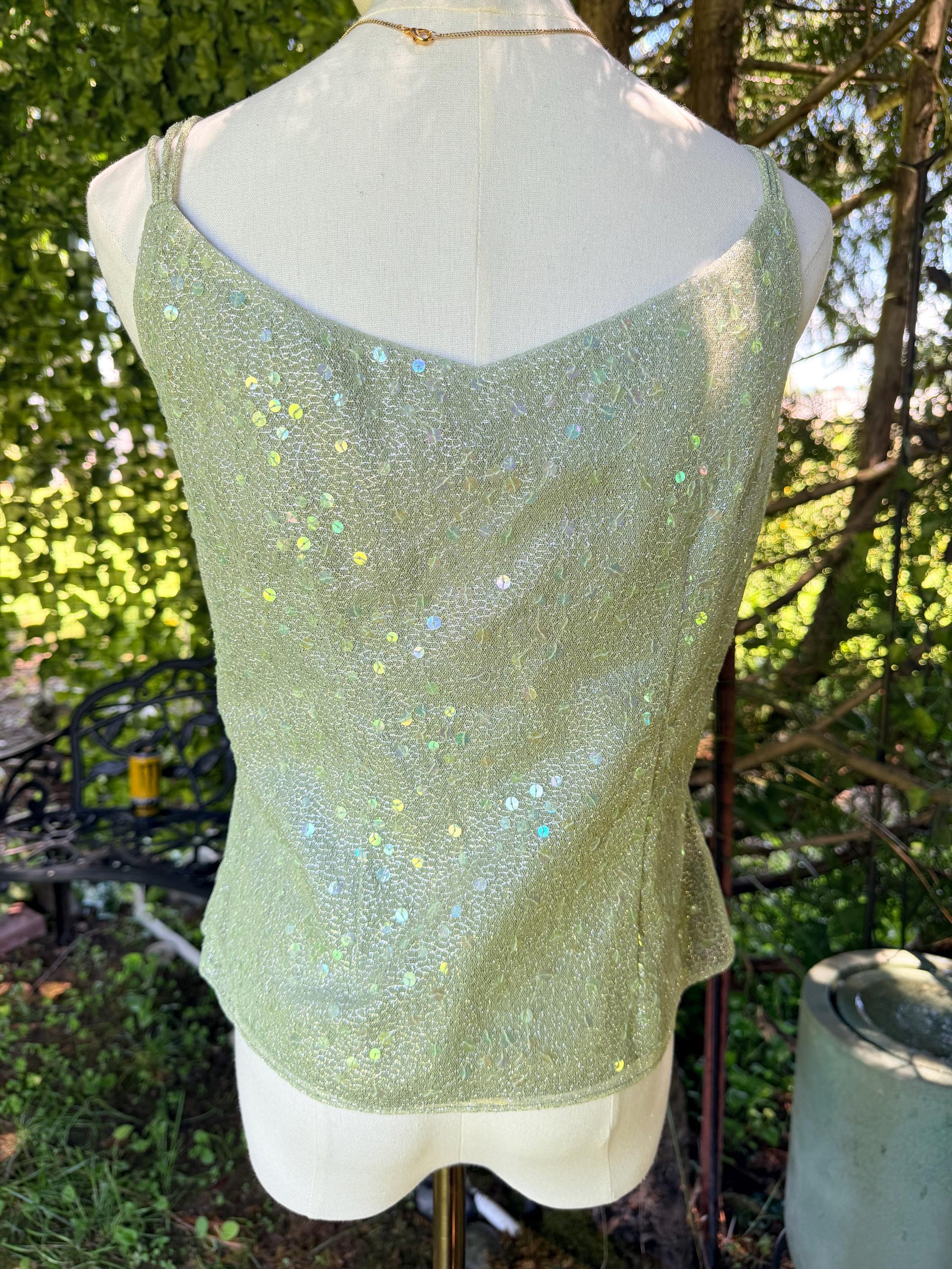 Fairycore Sage Sequin Sparkle Top