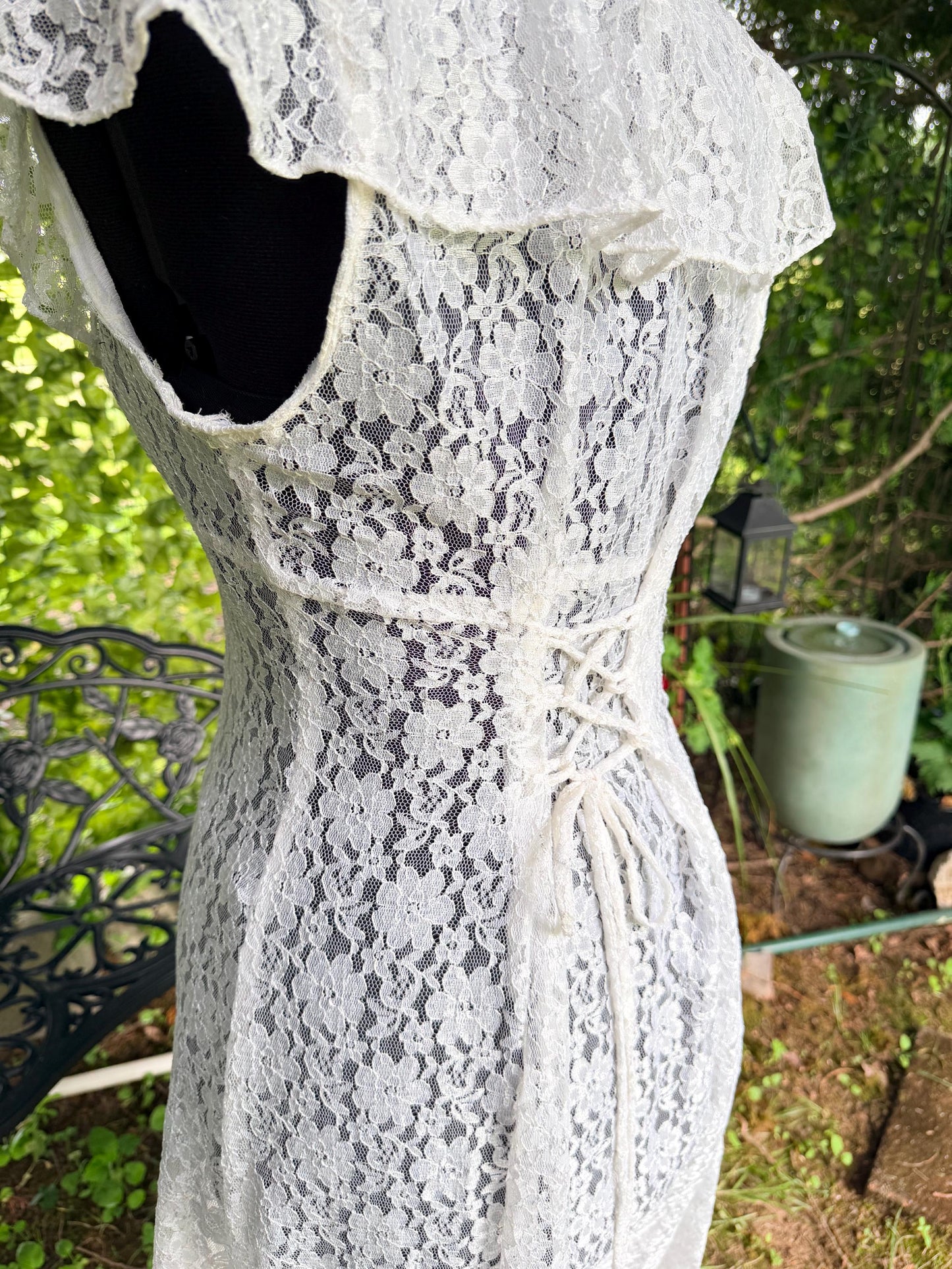 Enchanting White Lace Dress With Corset Back