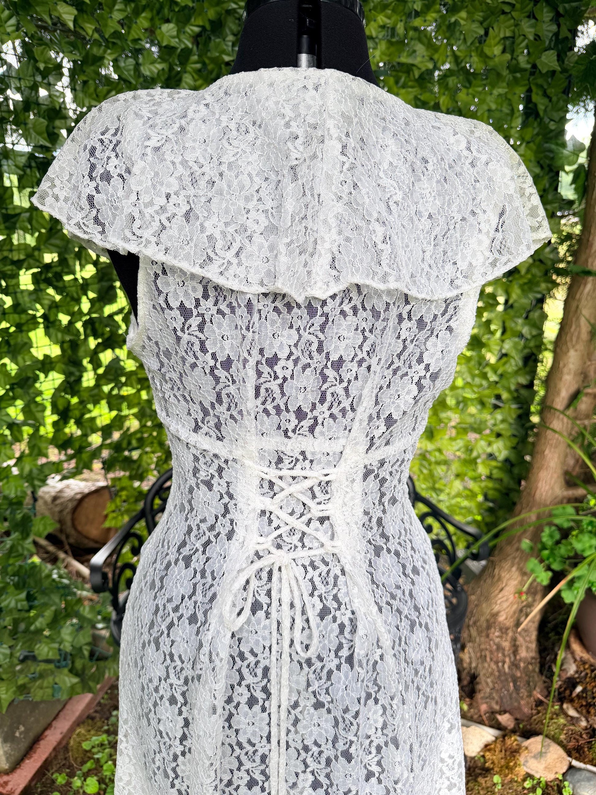 Enchanting White Lace Dress With Corset Back