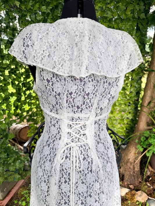 Enchanting White Lace Dress With Corset Back