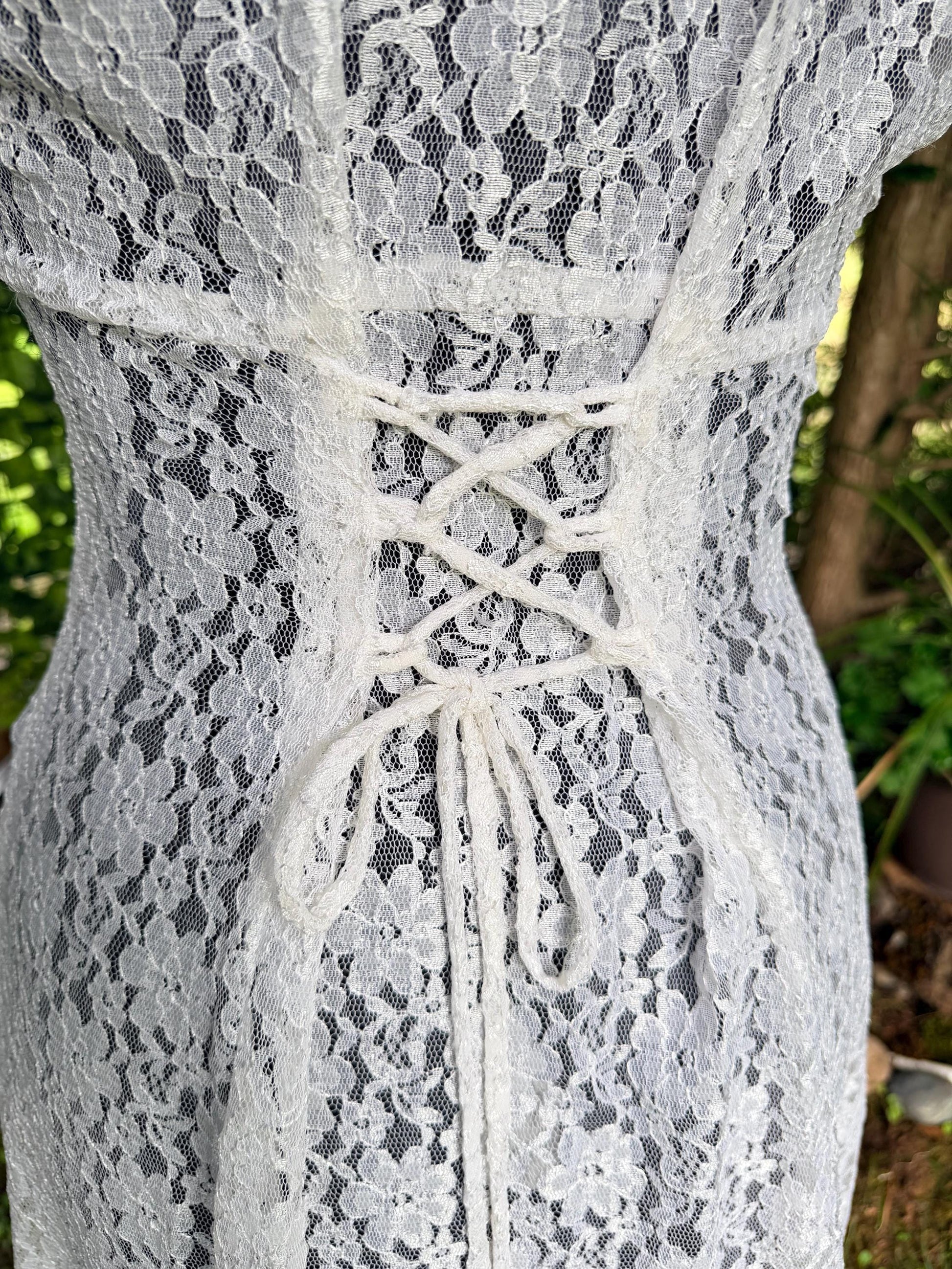 Enchanting White Lace Dress With Corset Back