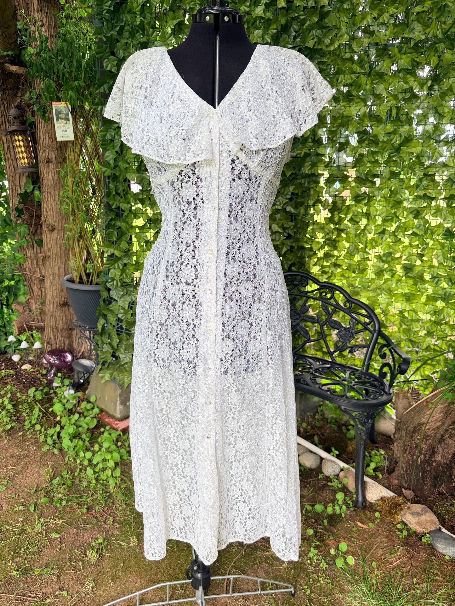 Enchanting White Lace Dress With Corset Back