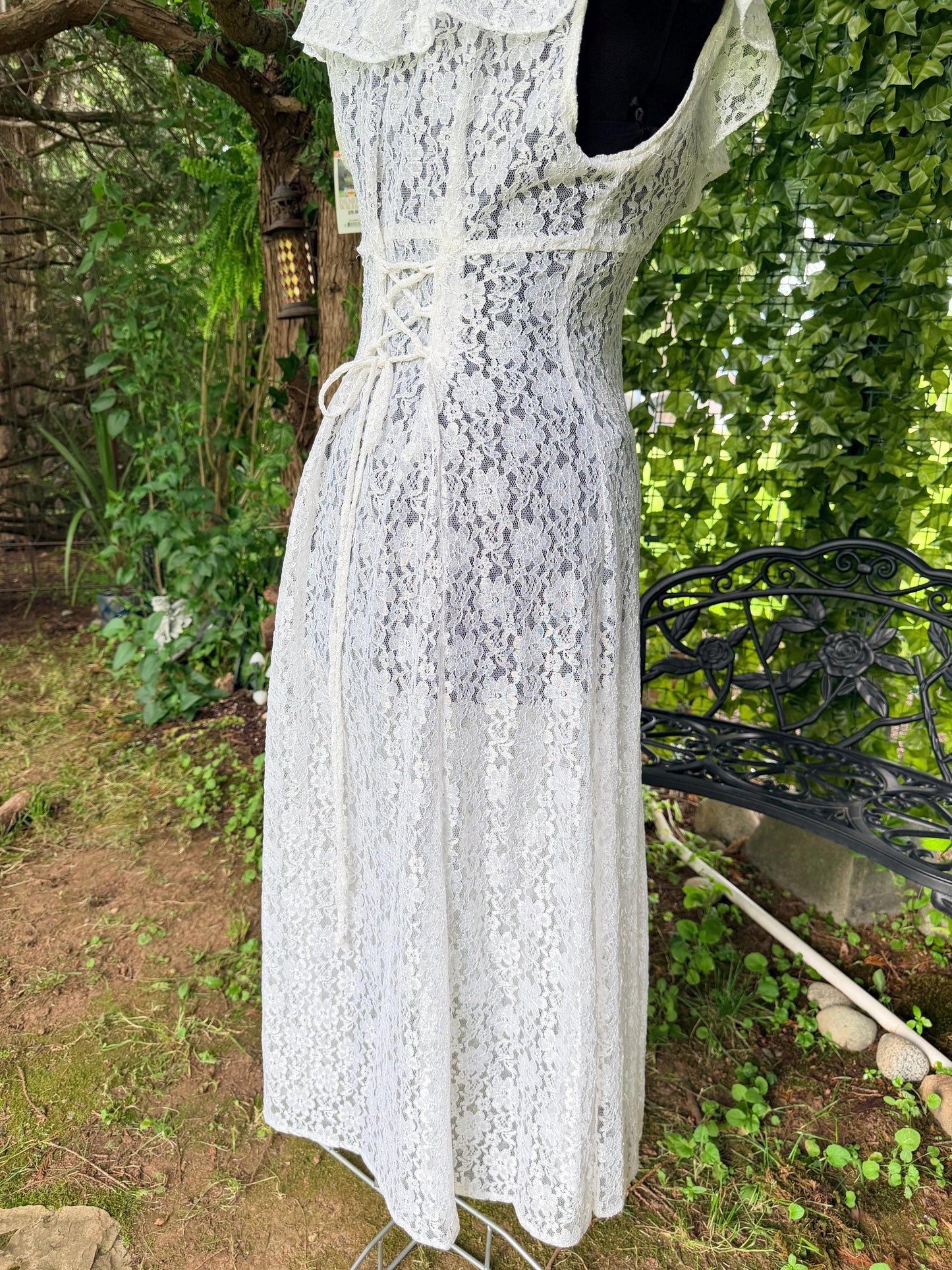 Enchanting White Lace Dress With Corset Back