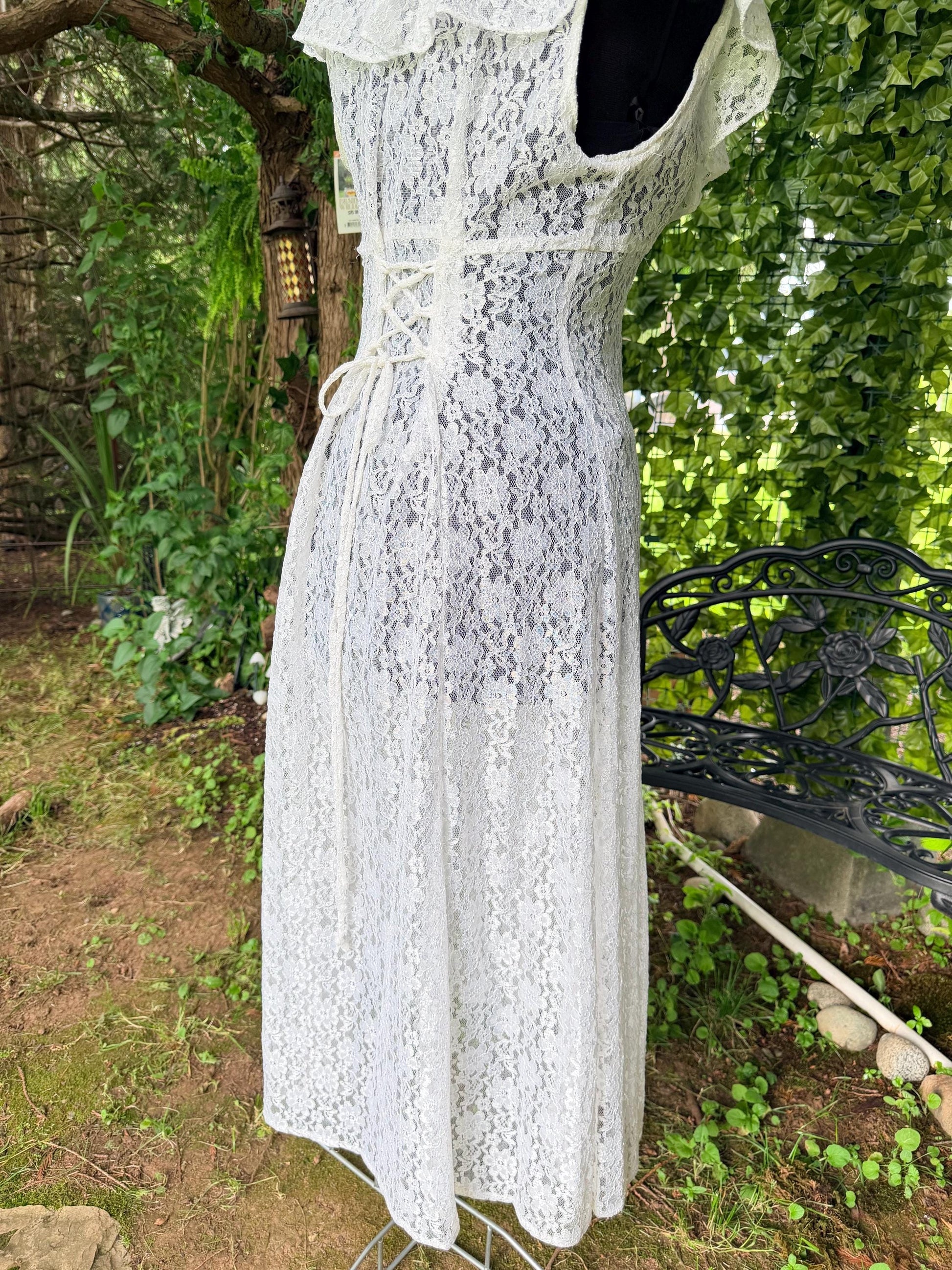 Enchanting White Lace Dress With Corset Back