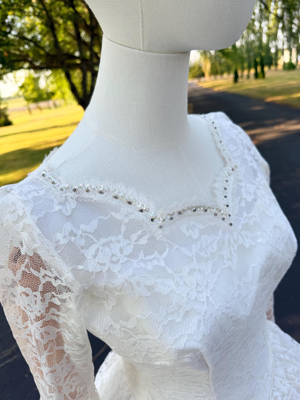 All Lace Wedding Dress with Layered Full Skirt