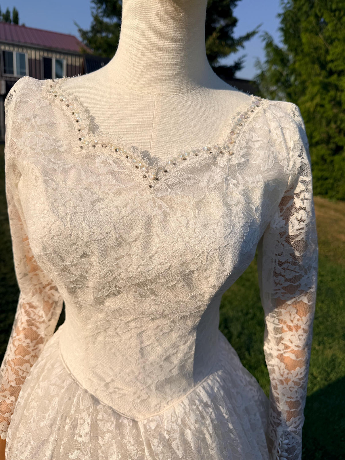 All Lace Wedding Dress with Layered Full Skirt