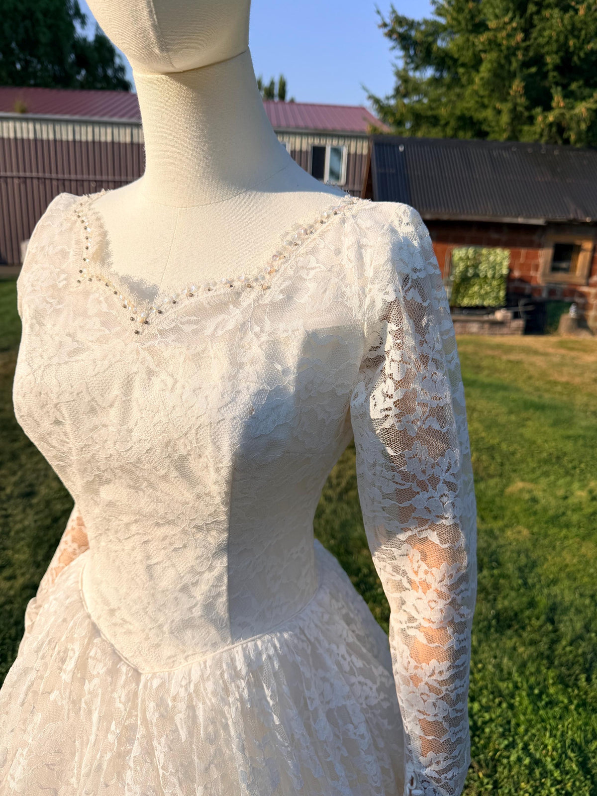 All Lace Wedding Dress with Layered Full Skirt