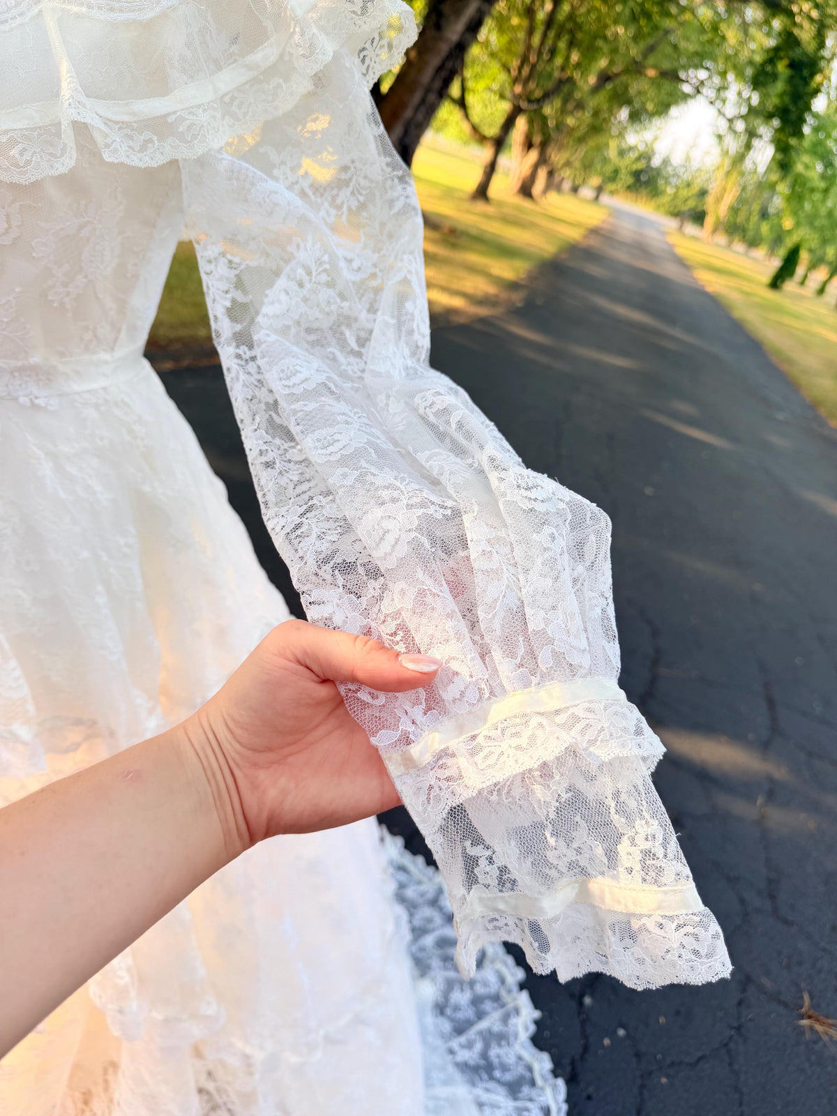 Victorian Edwardian Bridal Gown | High Neck Long Sleeve Wedding Dress | Tiered Lace Prairie Bride Vintage Lace Wedding Dress