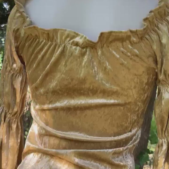 Golden Hour Enchantress Dress – Crushed Velvet Halter Mini-dress with Trumpet Sleeves