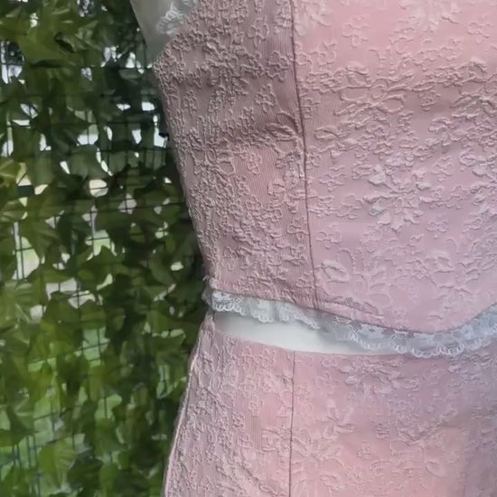 Sweetheart Lace Two-Piece Set – Pastel Pink Cottagecore Outfit