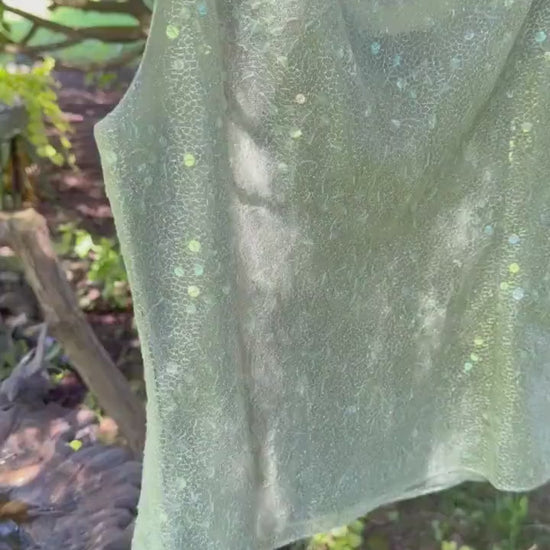 Fairycore Sage Sequin Sparkle Top