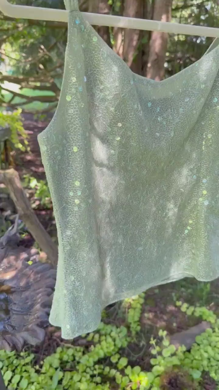 Fairycore Sage Sequin Sparkle Top